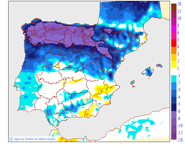 Variacin de las temperaturas mnimas respecto al da anterior