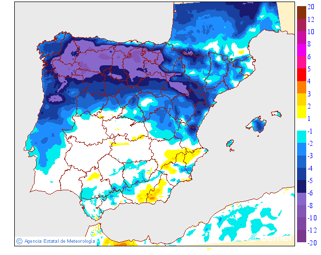 Variacin das temperaturas mnimas respecto ao da anterior