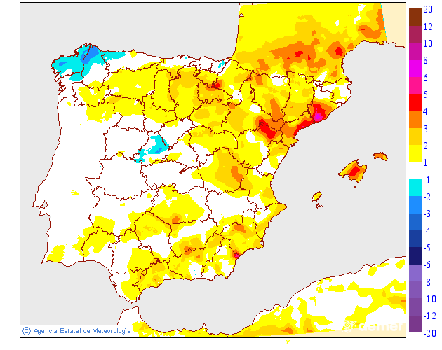 Variacin das temperaturas mnimas respecto ao da anterior