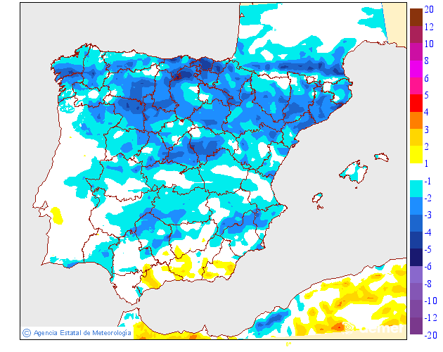 Variacin de las temperaturas mnimas respecto al da anterior