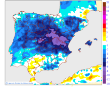 Minimum temperatures variation regarding the day before