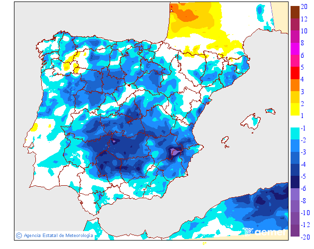 Variacin de las temperaturas mnimas respecto al da anterior