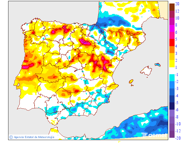 Variacin das temperaturas mnimas respecto ao da anterior