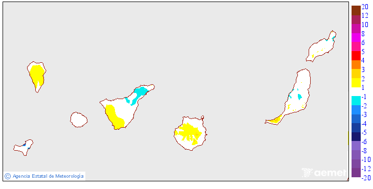Variacin de las temperaturas mnimas respecto al da anterior