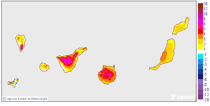 Variacin das temperaturas mnimas respecto ao da anterior