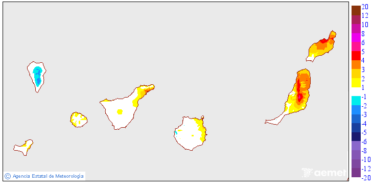 Variacin das temperaturas mximas respecto ao da anterior