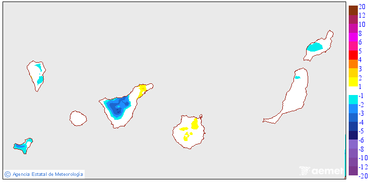 Variation des tempratures minimales par rapport au jour prcdent