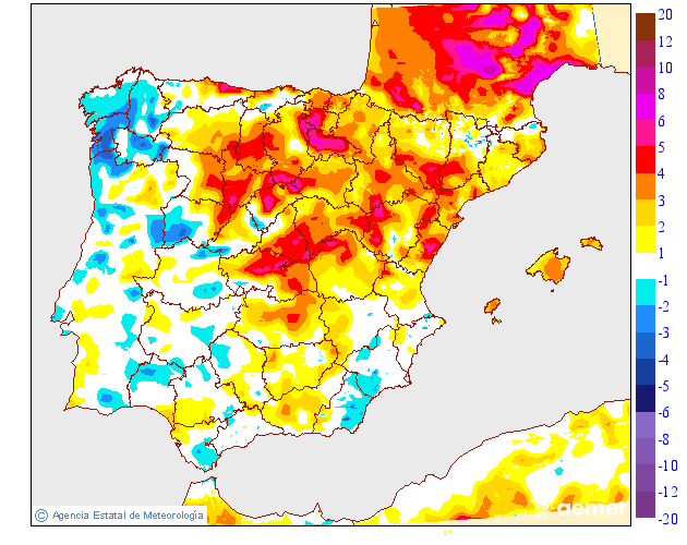 Variation des tempratures minimales par rapport au jour prcdent