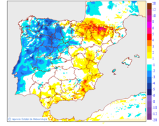 Minimum temperatures variation regarding the day before