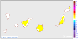 Maximum temperatures variation regarding the day before