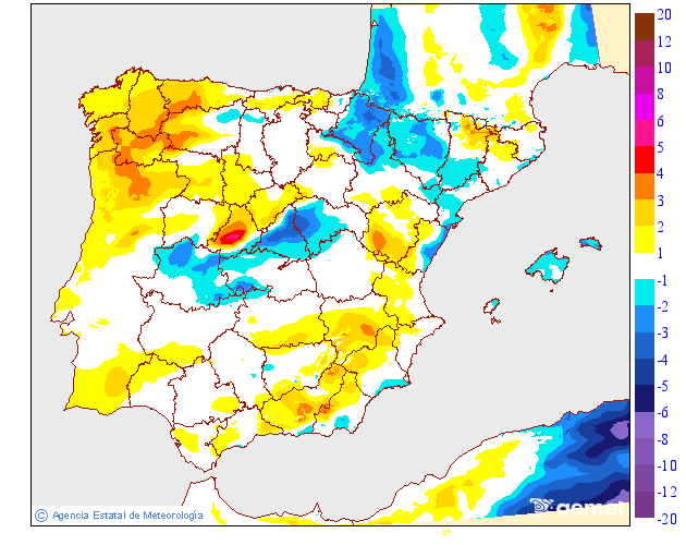 Variaci de les temperatures mximes respecte al dia anterior