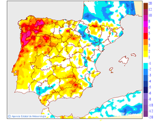 Minimum temperatures variation regarding the day before