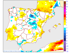 Maximum temperatures variation regarding the day before