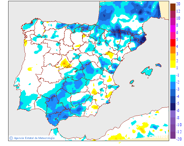 Variacin de las temperaturas mnimas respecto al da anterior