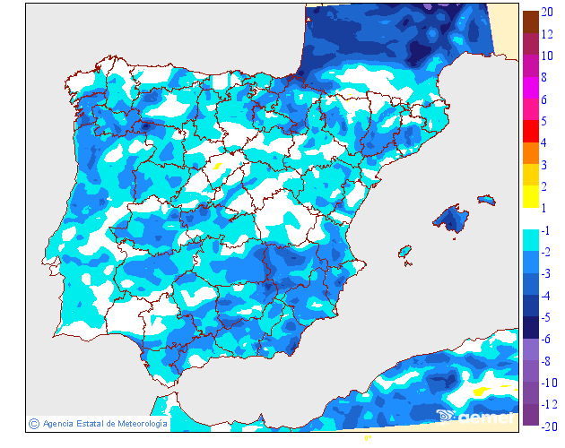 Variacin das temperaturas mnimas respecto ao da anterior