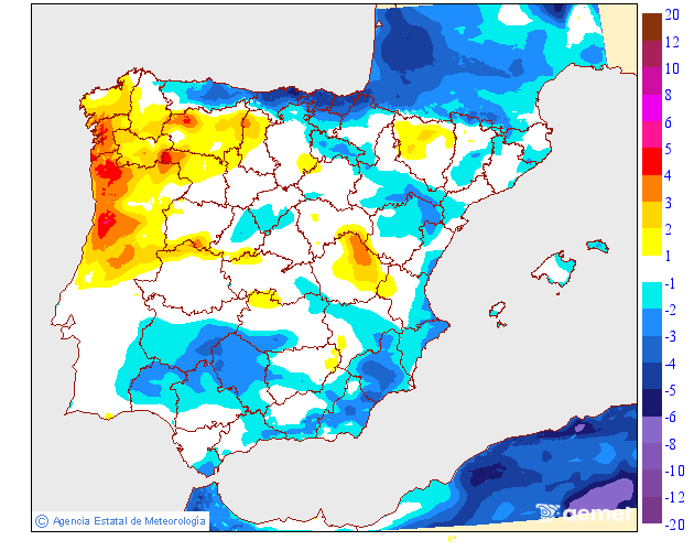 Variacin das temperaturas mximas respecto ao da anterior