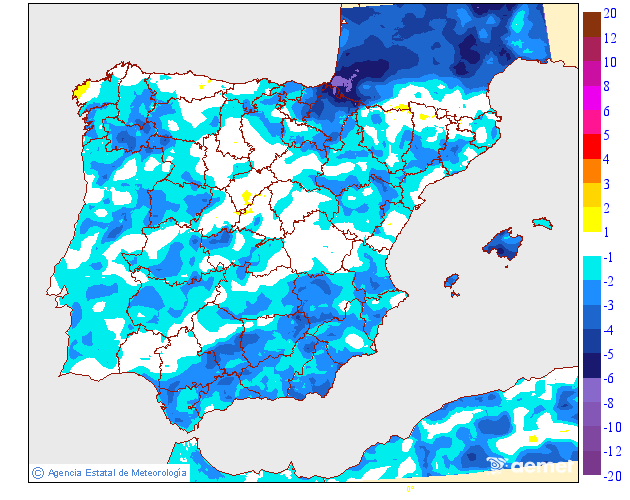 Variacin das temperaturas mnimas respecto ao da anterior