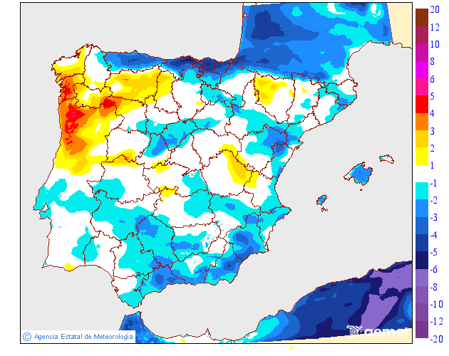 Variaci de les temperatures mximes respecte al dia anterior