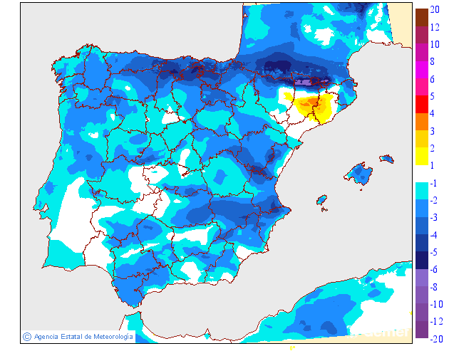 Variacin das temperaturas mximas respecto ao da anterior