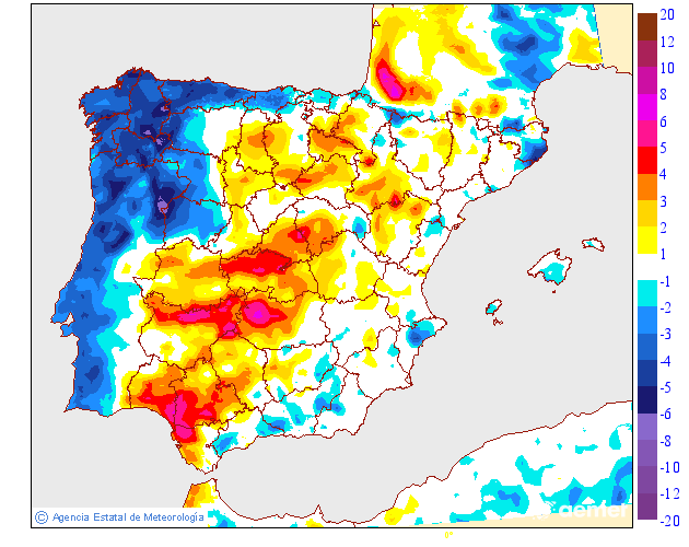 Variacin de las temperaturas mnimas respecto al da anterior