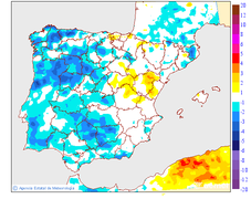 Minimum temperatures variation regarding the day before