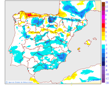 Maximum temperatures variation regarding the day before