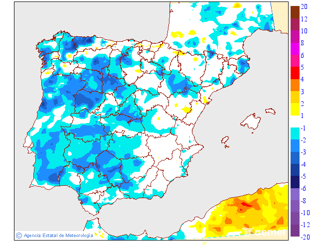 Variaci de les temperatures mnimes respecte al dia anterior