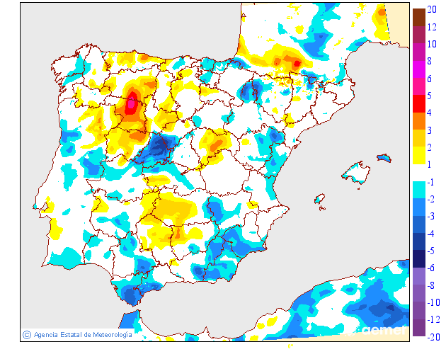 Variaci de les temperatures mnimes respecte al dia anterior