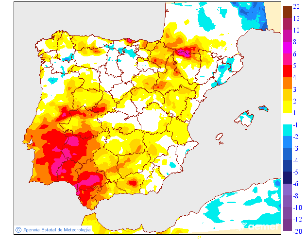 Variation des temp�ratures minimales par rapport au jour pr�c�dent