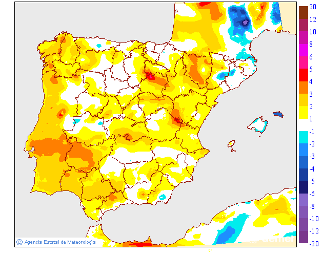 Tenperatura maximoen aldaketa aurreko egunarekiko