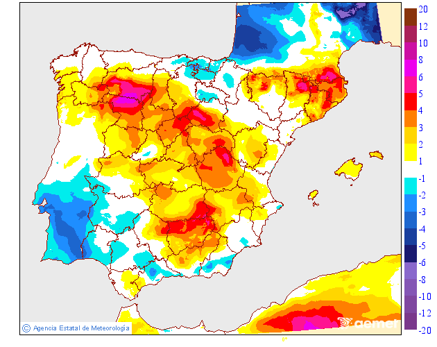 Variation des temp�ratures maximales par rapport au jour pr�c�dent