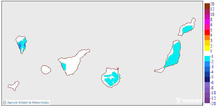 Variaci� de les temperatures m�nimes respecte al dia anterior