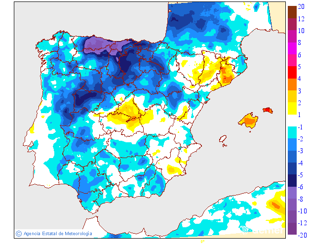 Variation des temp�ratures minimales par rapport au jour pr�c�dent