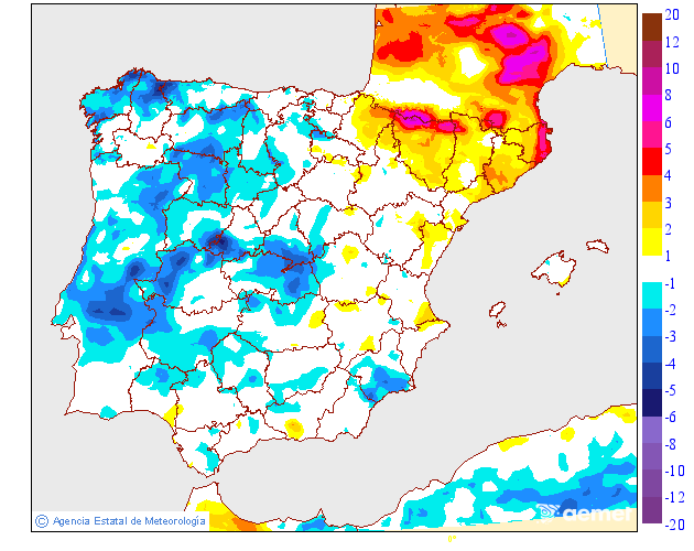 Variaci�n das temperaturas m�nimas respecto ao d�a anterior
