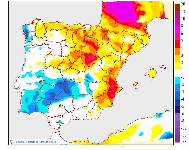 Variaci� de les temperatures m�ximes respecte al dia anterior