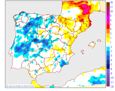 Minimum temperatures variation regarding the day before