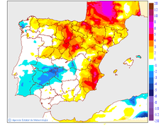 Maximum temperatures variation regarding the day before