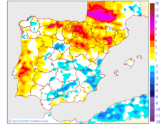 Minimum temperatures variation regarding the day before