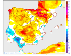 Maximum temperatures variation regarding the day before