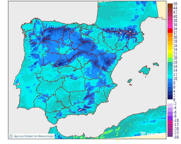 Maximum temperatures for the day after tomorrow in the Canary Islands