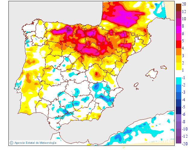 Variaci� de les temperatures m�nimes respecte al dia anterior