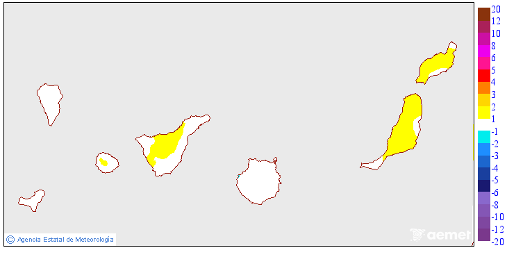 Maximum temperatures variation regarding the day before