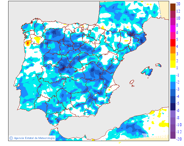 Variaci� de les temperatures m�nimes respecte al dia anterior