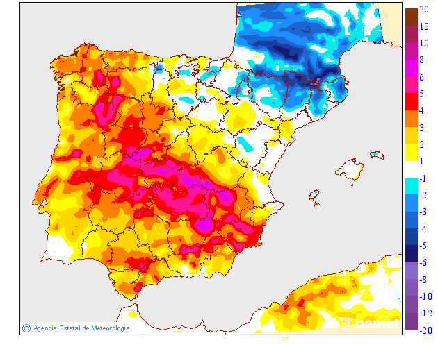 Variaci�n das temperaturas m�nimas respecto ao d�a anterior