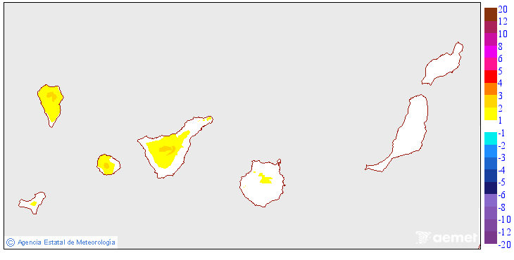Variaci�n de las temperaturas m�ximas respecto al d�a anterior