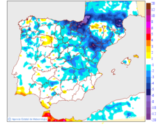 Minimum temperatures variation regarding the day before