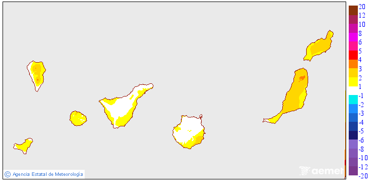 Variaci�n de las temperaturas m�nimas respecto al d�a anterior