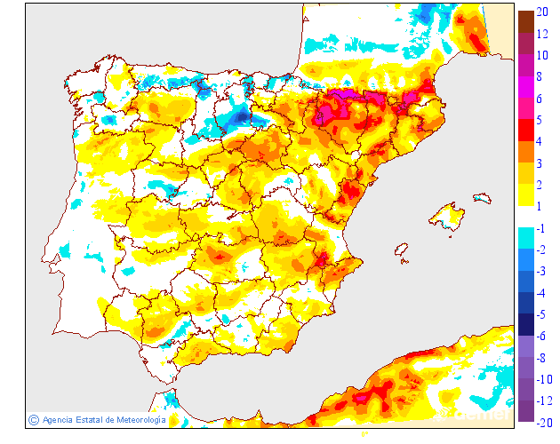 Variaci�n de las temperaturas m�nimas respecto al d�a anterior