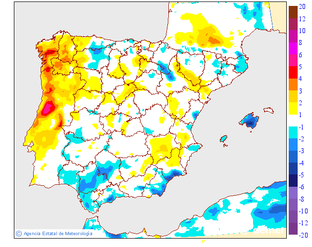 Variation des temp�ratures minimales par rapport au jour pr�c�dent