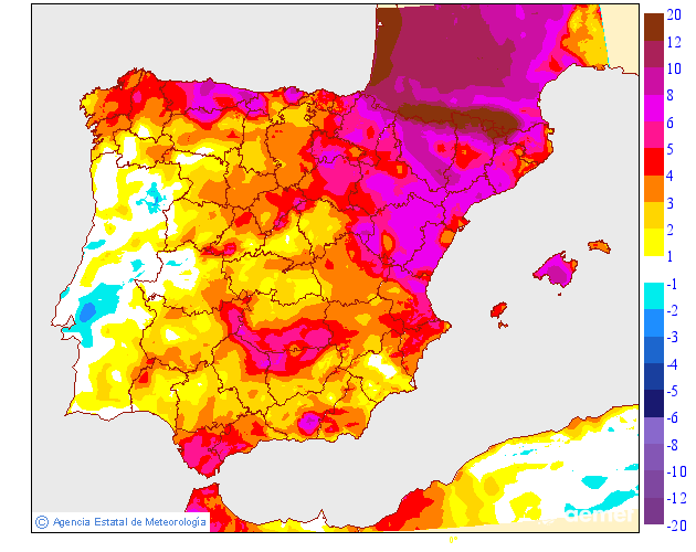 Variaci� de les temperatures m�nimes respecte al dia anterior